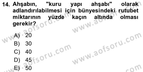 Bina ve Yapım Bilgisi Dersi 2018 - 2019 Yılı Yaz Okulu Sınav Soruları 14. Soru