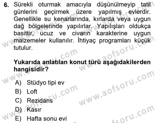 Bina ve Yapım Bilgisi Dersi 2018 - 2019 Yılı Yaz Okulu Sınav Soruları 6. Soru