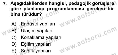 Bina ve Yapım Bilgisi Dersi 2018 - 2019 Yılı Yaz Okulu Sınav Soruları 7. Soru