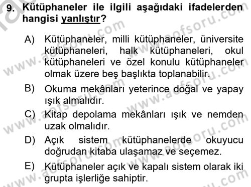 Bina ve Yapım Bilgisi Dersi 2018 - 2019 Yılı Yaz Okulu Sınav Soruları 9. Soru
