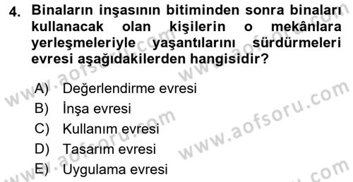 Bina ve Yapım Bilgisi Dersi 2019 - 2020 Yılı (Vize) Ara Sınav Soruları 4. Soru