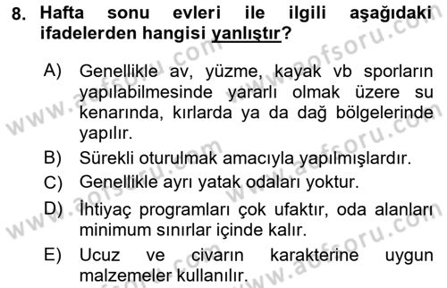 Bina ve Yapım Bilgisi Dersi 2019 - 2020 Yılı (Vize) Ara Sınav Soruları 8. Soru