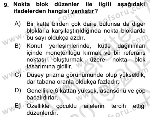 Bina ve Yapım Bilgisi Dersi 2019 - 2020 Yılı (Vize) Ara Sınav Soruları 9. Soru