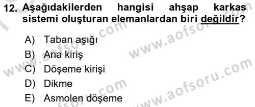 Bina ve Yapım Bilgisi Dersi 2019 - 2020 Yılı (Final) Dönem Sonu Sınav Soruları 12. Soru