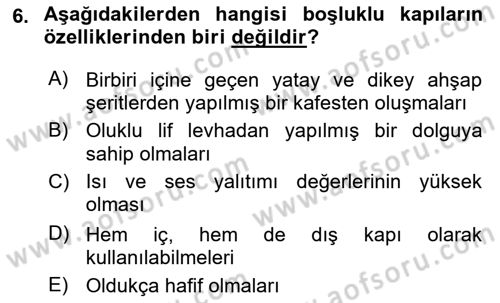 Bina ve Yapım Bilgisi Dersi 2019 - 2020 Yılı (Final) Dönem Sonu Sınav Soruları 6. Soru