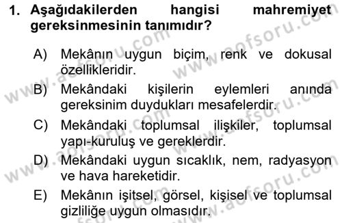 Bina ve Yapım Bilgisi Dersi 2020 - 2021 Yılı Yaz Okulu Sınav Soruları 1. Soru