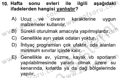 Bina ve Yapım Bilgisi Dersi Ara Sınavı Deneme Sınav Soruları 10. Soru