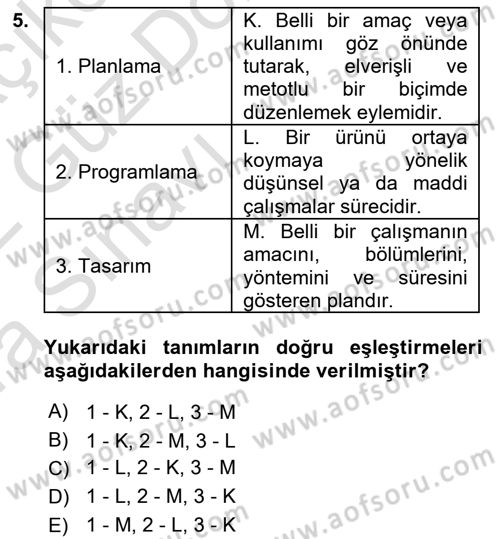 Bina ve Yapım Bilgisi Dersi 2021 - 2022 Yılı (Vize) Ara Sınav Soruları 5. Soru