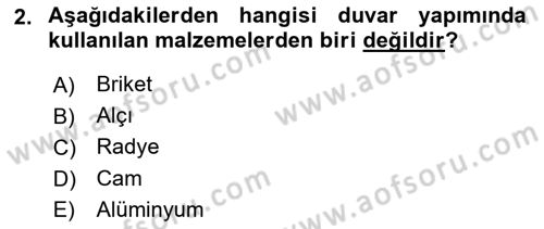 Bina ve Yapım Bilgisi Dersi 2021 - 2022 Yılı (Final) Dönem Sonu Sınav Soruları 2. Soru