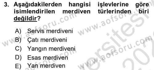 Bina ve Yapım Bilgisi Dersi 2021 - 2022 Yılı (Final) Dönem Sonu Sınav Soruları 3. Soru