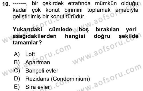 Bina ve Yapım Bilgisi Dersi 2025 - 2026 Yılı (Vize) Ara Sınav Soruları 10. Soru