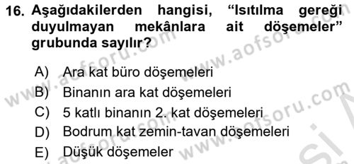 Bina ve Yapım Bilgisi Dersi 2025 - 2026 Yılı (Vize) Ara Sınav Soruları 16. Soru