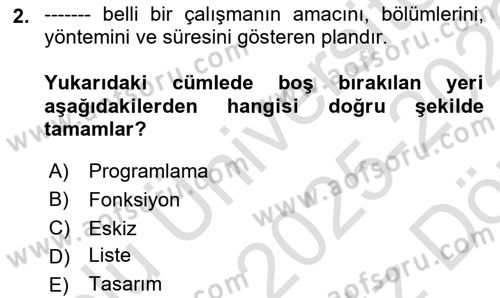 Bina ve Yapım Bilgisi Dersi 2025 - 2026 Yılı (Vize) Ara Sınav Soruları 2. Soru