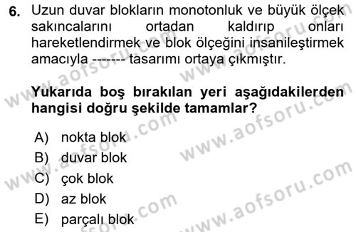 Bina ve Yapım Bilgisi Dersi 2025 - 2026 Yılı (Vize) Ara Sınav Soruları 6. Soru