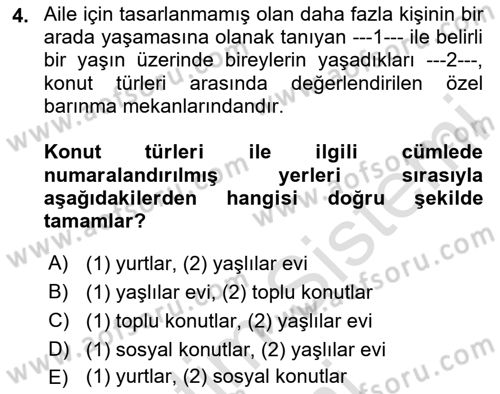 Bina ve Yapım Bilgisi Dersi 2025 - 2026 Yılı (Final) Dönem Sonu Sınav Soruları 4. Soru