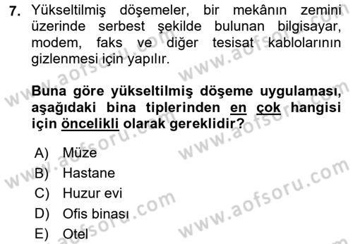 Bina ve Yapım Bilgisi Dersi 2025 - 2026 Yılı (Final) Dönem Sonu Sınav Soruları 7. Soru