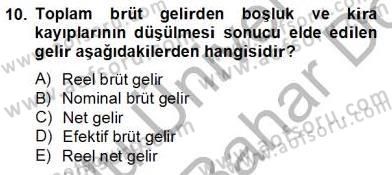 Emlak Finans ve Emlak Değerleme Dersi 2012 - 2013 Yılı (Final) Dönem Sonu Sınav Soruları 10. Soru