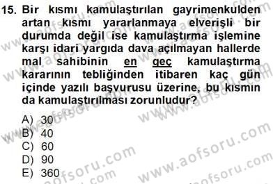 Emlak Finans ve Emlak Değerleme Dersi 2012 - 2013 Yılı (Final) Dönem Sonu Sınav Soruları 15. Soru
