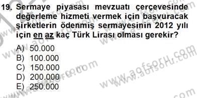 Emlak Finans ve Emlak Değerleme Dersi 2012 - 2013 Yılı (Final) Dönem Sonu Sınav Soruları 19. Soru