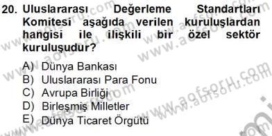 Emlak Finans ve Emlak Değerleme Dersi 2012 - 2013 Yılı (Final) Dönem Sonu Sınav Soruları 20. Soru