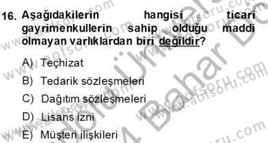 Emlak Finans ve Emlak Değerleme Dersi 2013 - 2014 Yılı (Final) Dönem Sonu Sınav Soruları 16. Soru