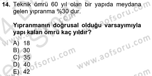 Emlak Finans ve Emlak Değerleme Dersi 2013 - 2014 Yılı Tek Ders Sınav Soruları 14. Soru