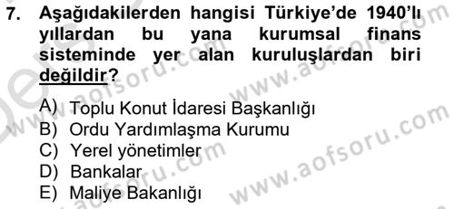 Emlak Finans ve Emlak Değerleme Dersi 2013 - 2014 Yılı Tek Ders Sınav Soruları 7. Soru