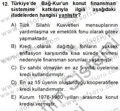 Emlak Finans ve Emlak Değerleme Dersi 2014 - 2015 Yılı (Vize) Ara Sınav Soruları 12. Soru