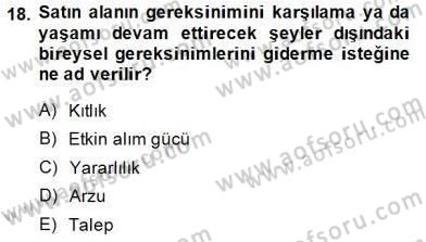 Emlak Finans ve Emlak Değerleme Dersi 2014 - 2015 Yılı (Vize) Ara Sınav Soruları 18. Soru
