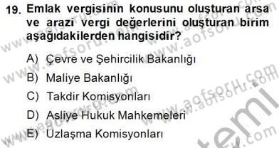 Emlak Finans ve Emlak Değerleme Dersi 2014 - 2015 Yılı (Vize) Ara Sınav Soruları 19. Soru