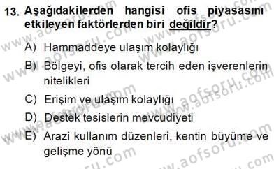 Emlak Finans ve Emlak Değerleme Dersi 2014 - 2015 Yılı (Final) Dönem Sonu Sınav Soruları 13. Soru
