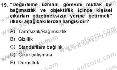 Emlak Finans ve Emlak Değerleme Dersi 2014 - 2015 Yılı (Final) Dönem Sonu Sınav Soruları 19. Soru