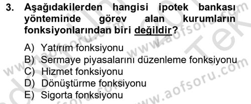 Emlak Finans ve Emlak Değerleme Dersi 2014 - 2015 Yılı Tek Ders Sınav Soruları 3. Soru