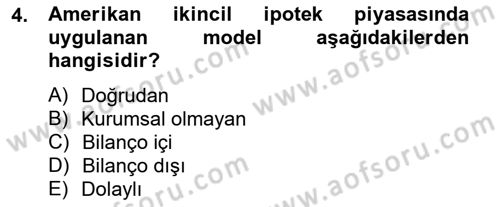 Emlak Finans ve Emlak Değerleme Dersi 2014 - 2015 Yılı Tek Ders Sınav Soruları 4. Soru