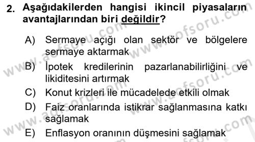 Emlak Finans ve Emlak Değerleme Dersi 2015 - 2016 Yılı Tek Ders Sınav Soruları 2. Soru