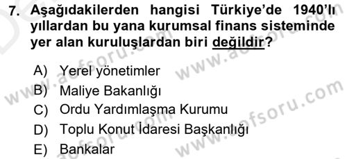 Emlak Finans ve Emlak Değerleme Dersi 2015 - 2016 Yılı Tek Ders Sınav Soruları 7. Soru