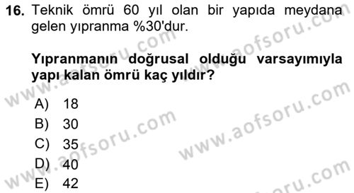 Emlak Finans ve Emlak Değerleme Dersi 2016 - 2017 Yılı 3 Ders Sınav Soruları 16. Soru