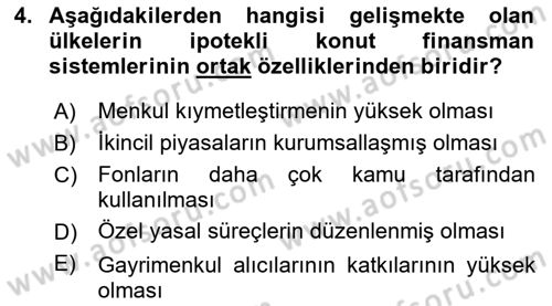 Emlak Finans ve Emlak Değerleme Dersi 2016 - 2017 Yılı 3 Ders Sınav Soruları 4. Soru