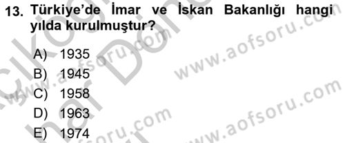 Emlak Finans ve Emlak Değerleme Dersi 2016 - 2017 Yılı (Vize) Ara Sınav Soruları 13. Soru