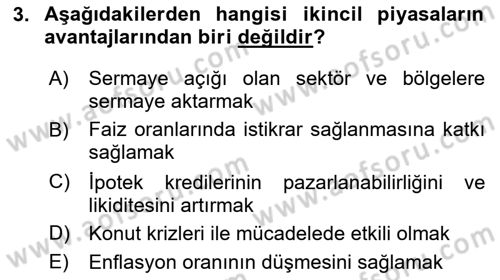 Emlak Finans ve Emlak Değerleme Dersi 2017 - 2018 Yılı 3 Ders Sınav Soruları 3. Soru