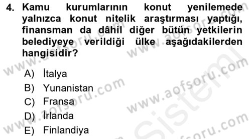 Emlak Finans ve Emlak Değerleme Dersi 2017 - 2018 Yılı 3 Ders Sınav Soruları 4. Soru