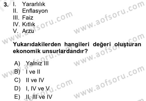 Emlak Finans ve Emlak Değerleme Dersi 2017 - 2018 Yılı (Final) Dönem Sonu Sınav Soruları 3. Soru