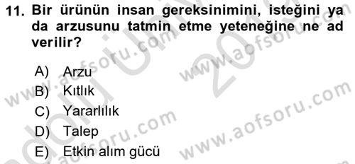 Emlak Finans ve Emlak Değerleme Dersi 2018 - 2019 Yılı 3 Ders Sınav Soruları 11. Soru