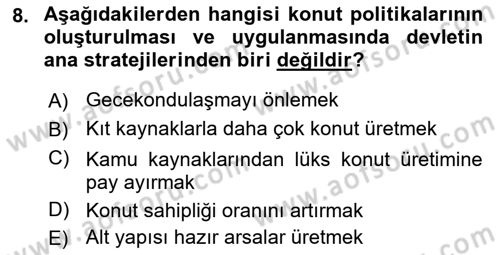 Emlak Finans ve Emlak Değerleme Dersi 2018 - 2019 Yılı 3 Ders Sınav Soruları 8. Soru