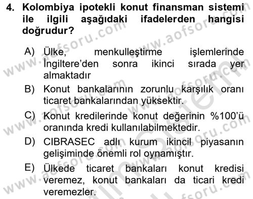 Emlak Finans ve Emlak Değerleme Dersi 2020 - 2021 Yılı Yaz Okulu Sınav Soruları 4. Soru