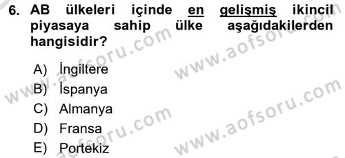 Emlak Finans ve Emlak Değerleme Dersi 2020 - 2021 Yılı Yaz Okulu Sınav Soruları 6. Soru
