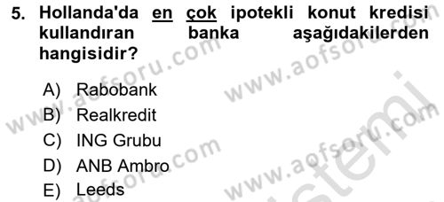 Emlak Finans ve Emlak Değerleme Dersi 2022 - 2023 Yılı Yaz Okulu Sınav Soruları 5. Soru