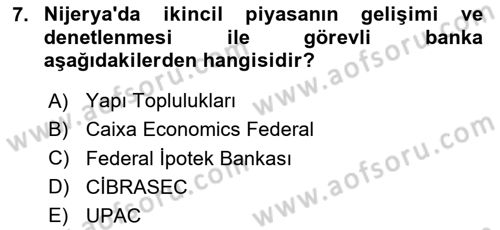 Emlak Finans ve Emlak Değerleme Dersi 2023 - 2024 Yılı (Vize) Ara Sınav Soruları 7. Soru
