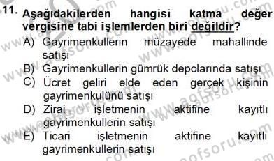 Gayrimenkullerde Vergilendirme Dersi Ara Sınavı Deneme Sınav Soruları 11. Soru