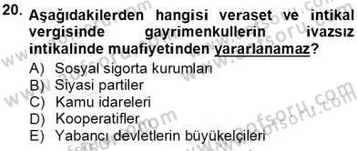 Gayrimenkullerde Vergilendirme Dersi Ara Sınavı Deneme Sınav Soruları 20. Soru